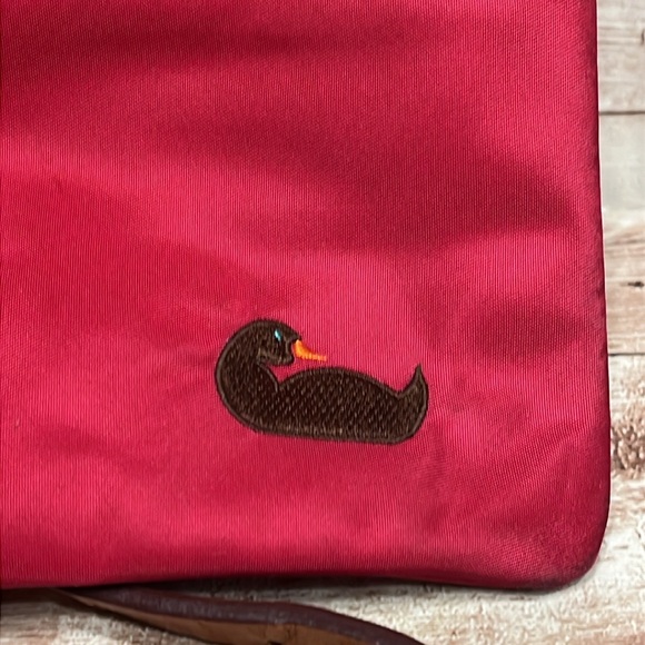 Dooney & Bourke Crossbody Mini Purse Red Pink Easy Clean Brown Leather Strap - Picture 3 of 14